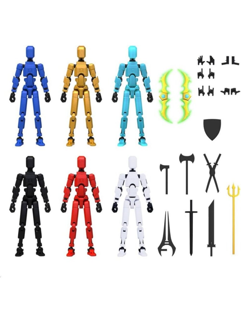 6 Pack 3D Action Figures - Multi-Jointed, Movable Toys for Collectors & Kids